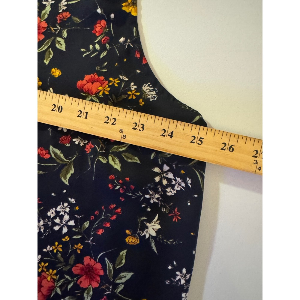 Papermoon‎ Floral Tank Top Womens 3X Navy Blue Sleeveless Split V-Neck PTX4160-F - Picture 3 of 9